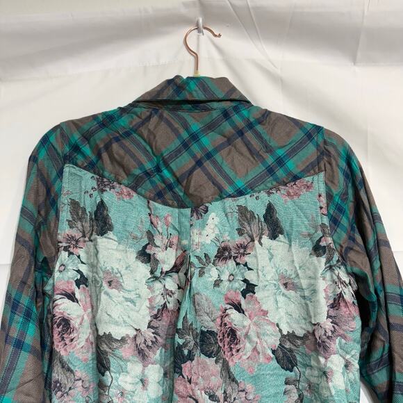 Tolani Collection Teal Gray Plaid Niecy Button Down Sz XXSP NWT - Picture 11 of 15